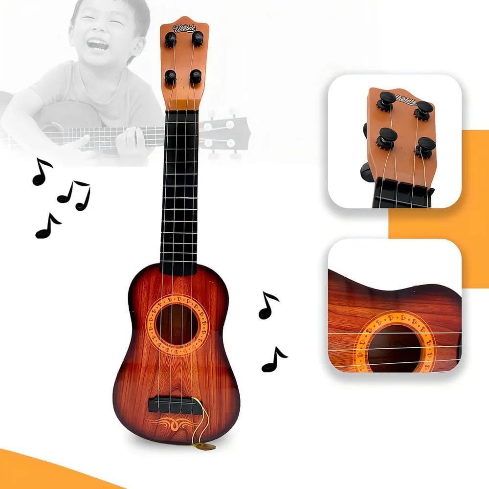 10X Mini Violao Infantil Brinquedo Ukulele Cordas Aço Com Pa