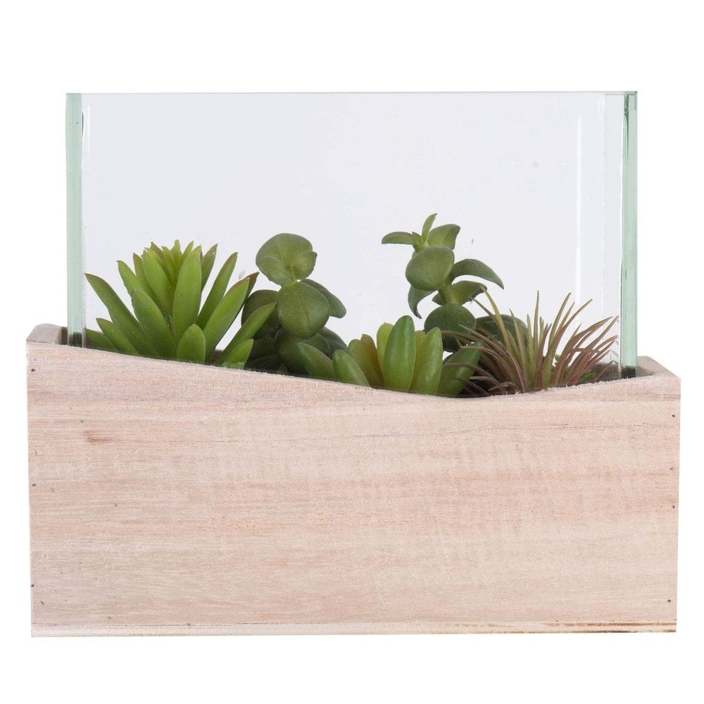 Plantador Vickerman Everyday de 15 cm de suculentas artificiais de madeira