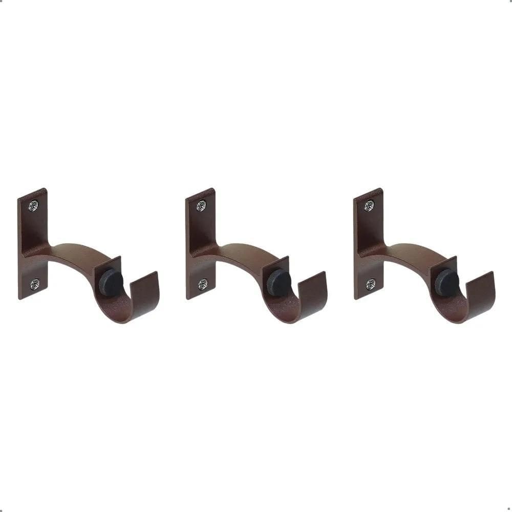 10X Kit 3 Suportes Parede Para Varão Cortina 28Mm Cores Cor