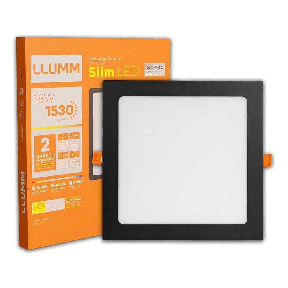 10X Painel Slim Led 18W Plafon 21X21Cm Embutir Quadrado Alu