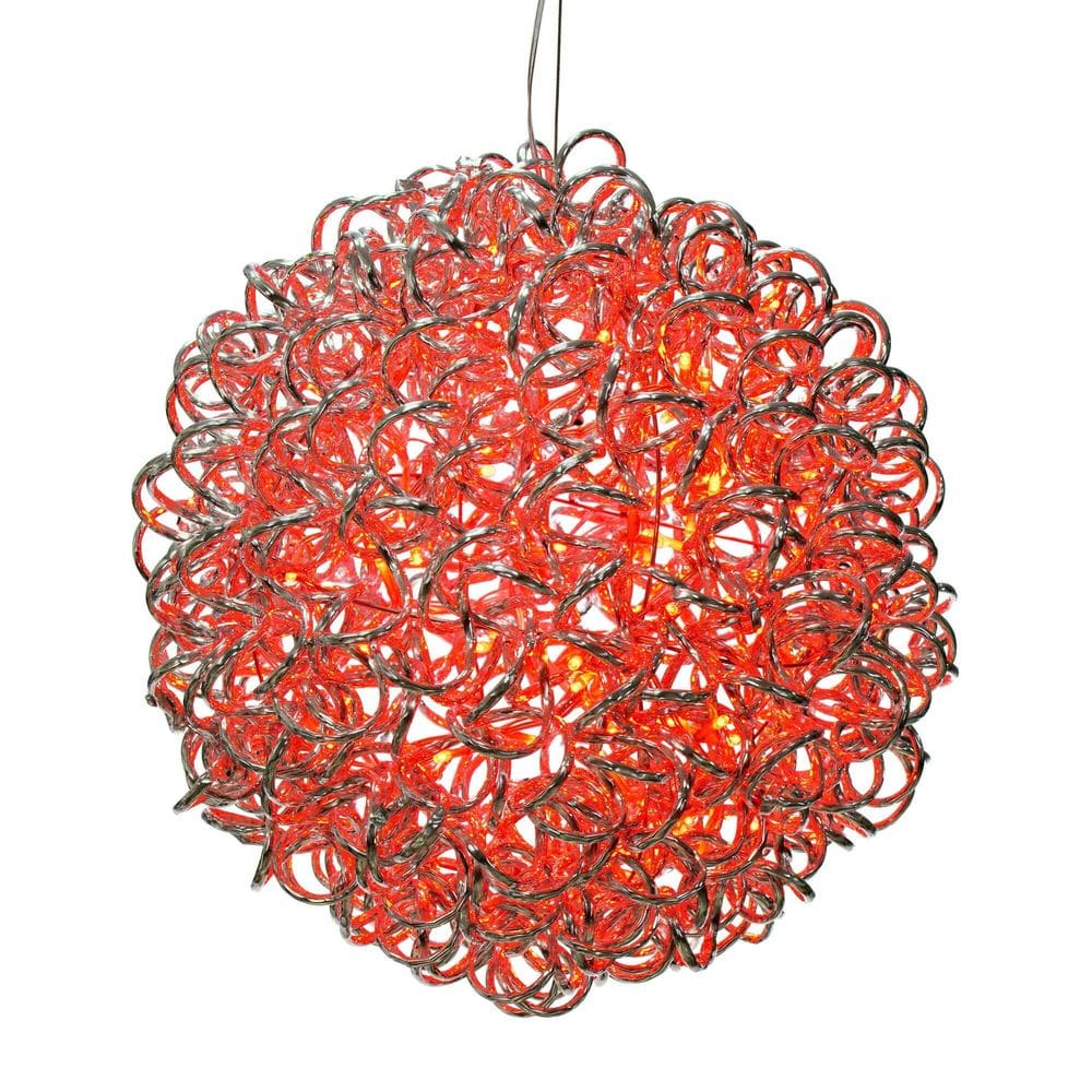 Luzes de corda LED em espiral Vickerman 14” Red Silver Ball