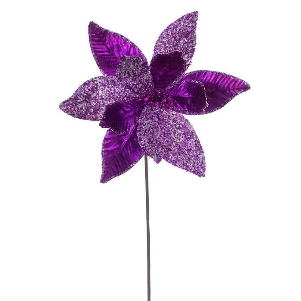 Planta artificial Vickerman Poinsettia 55 cm, ameixa, pacote com 6