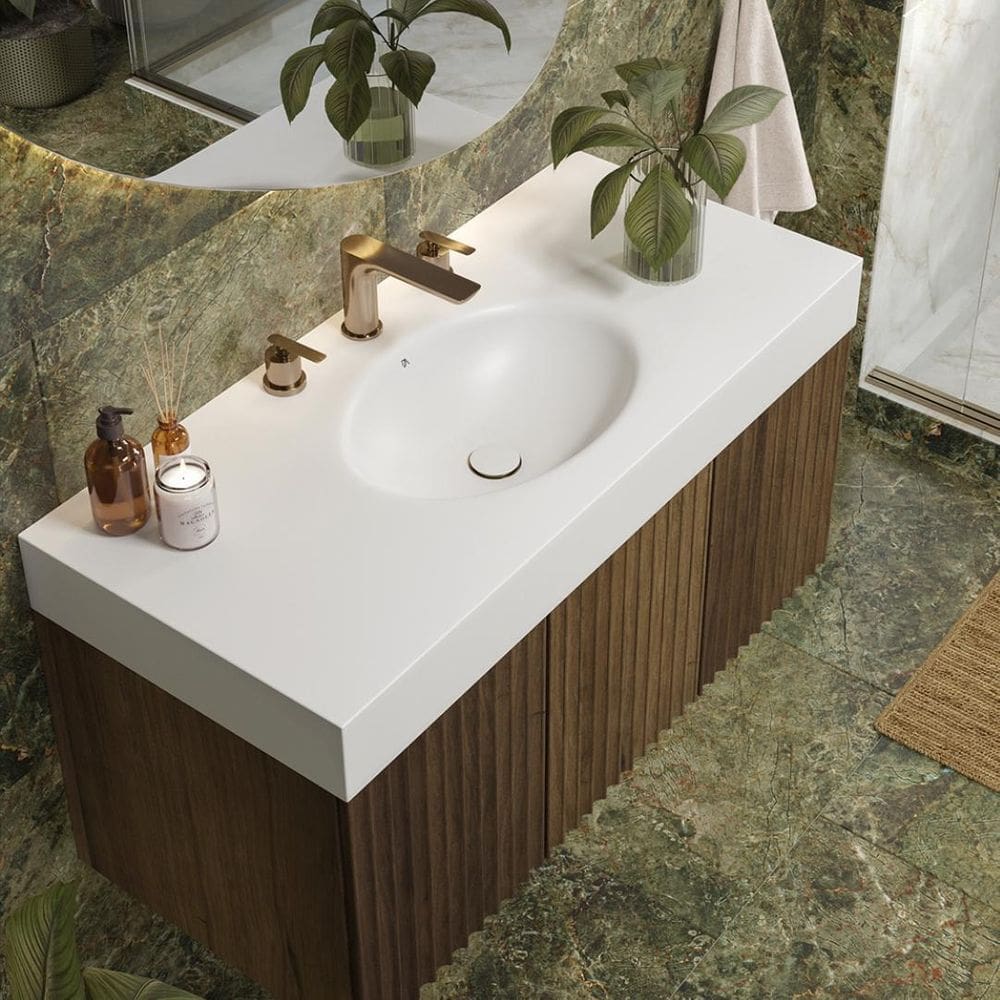 Bancada Banheiro Com Cuba Esculpida Oval Oasis 100 Cm