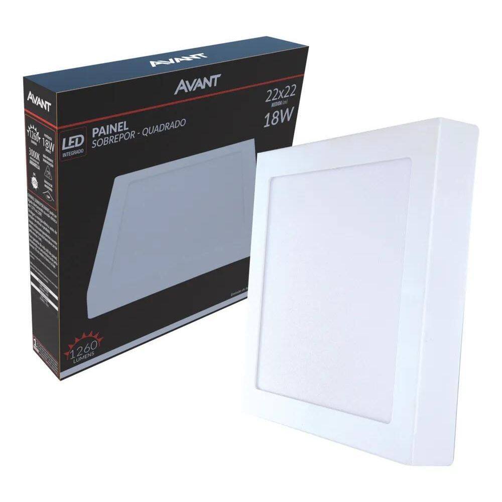 10X Plafon Led Quadrado Painel Sobrepor Luminaria 18 Watts