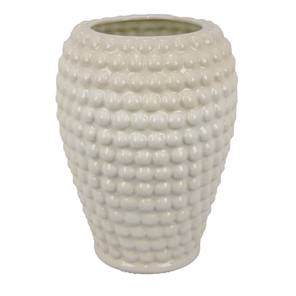 Vaso Benzara Rozie Textura de bolha de cerâmica branca 38 cm