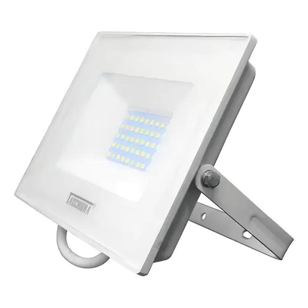 10X Refletor Holofote Led Tr Slim 50W Carcaça Branca Taschi