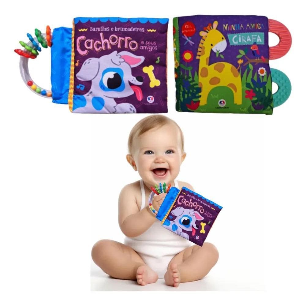10X Brinquedo Educativo Bebê - Kit 2 Livros De Pano Sensori