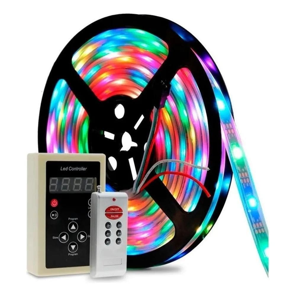 10X Fita Led Digital 6803 Rgb Com Controle 133 Efeitos Ip67