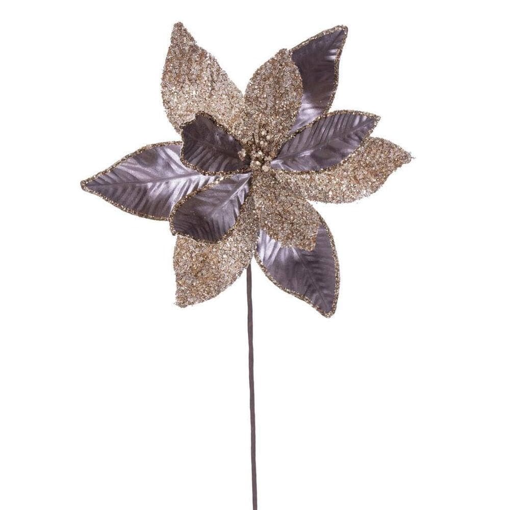 Flores Artificiales Vickerman Poinsettia Mocha 11” Paquete de 6