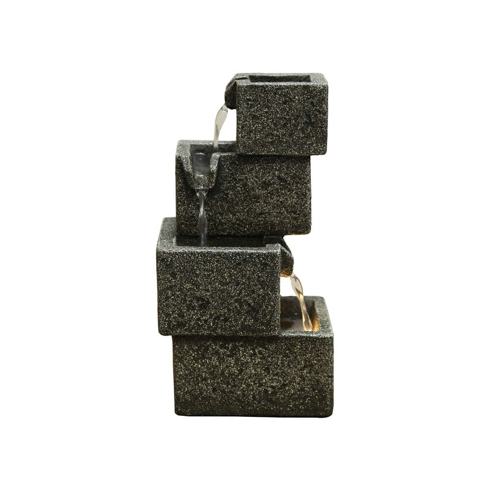 Fuente Hi-Line Gift con Cajones de Concreto y LED Blanco Cálido, Gris