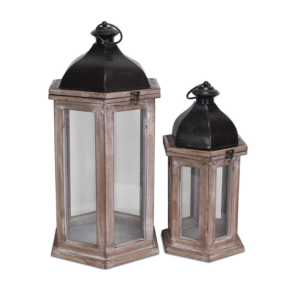 Juego de 2 Porta Velas Hexagonales de Metal Negro Cheung