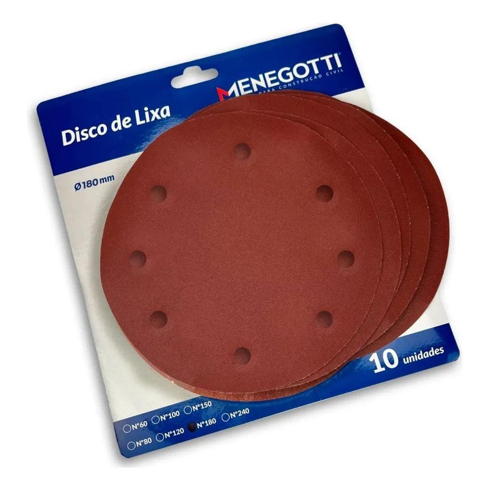 10X Kit 10 Lixa 180Mm Menegotti Lixadeira Parede Mlp710, Ml