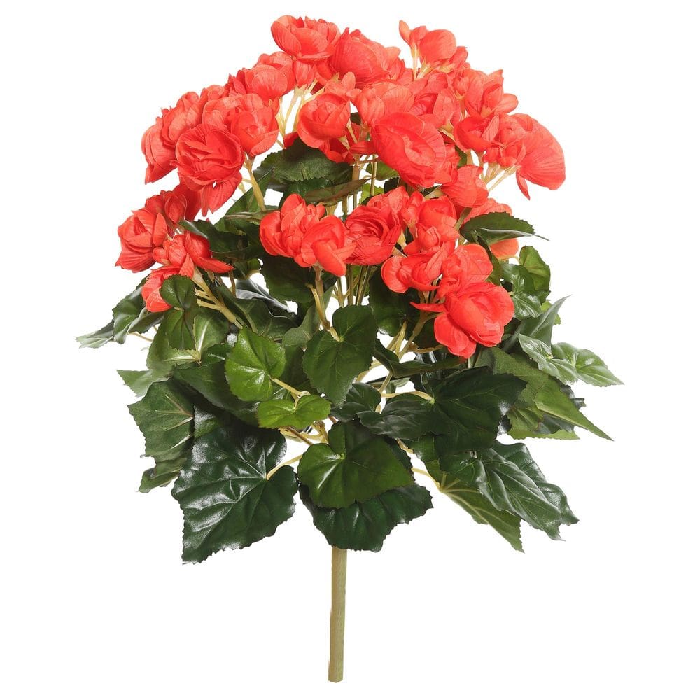 Planta artificial Vickerman Orange Begonia Bush com 39 cm de comprimento