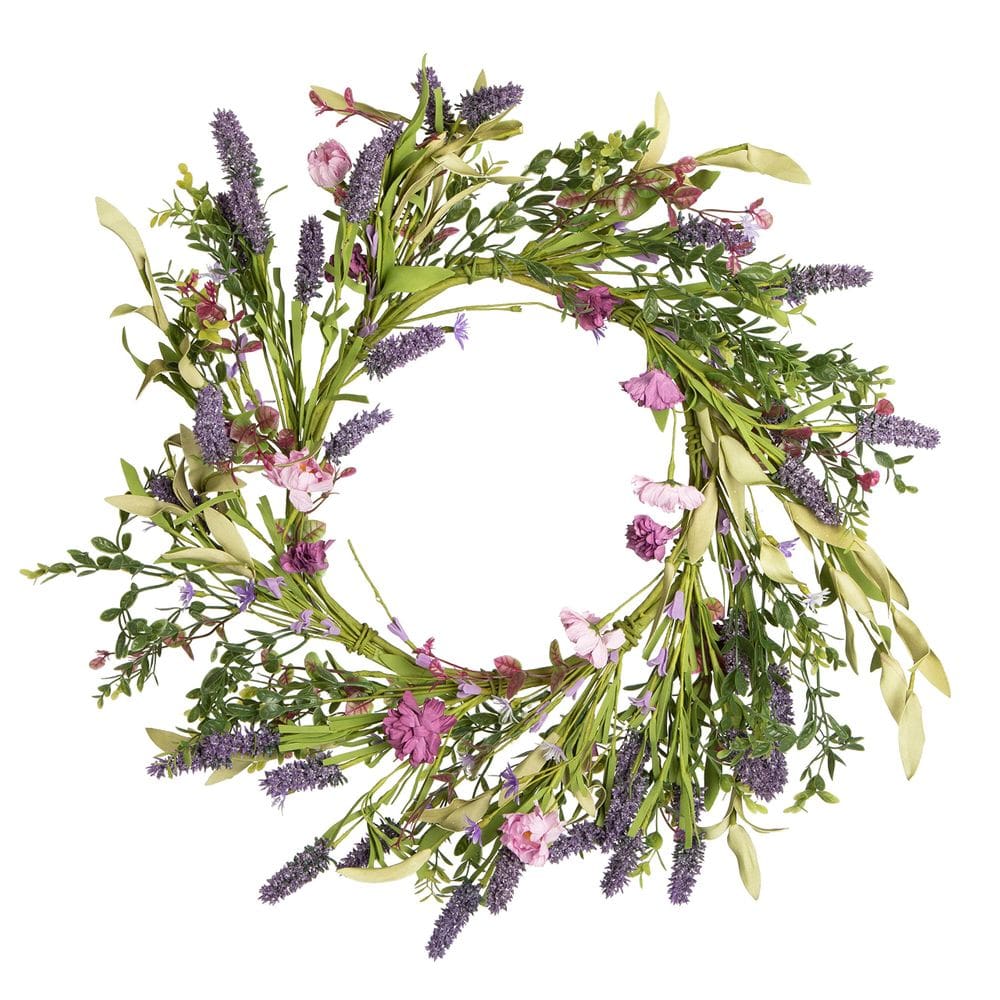 Coroa de flores lilás roxas artificiais de 61 cm Vickerman