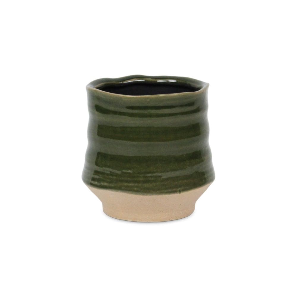 Vaso pequeno de cerâmica verde curvo da Planter Cheung Perlacea