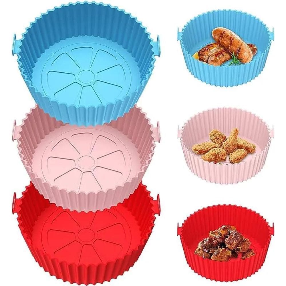 10X Kit 3 Forros Air Fryer De Silicone Reutilizável Antiade