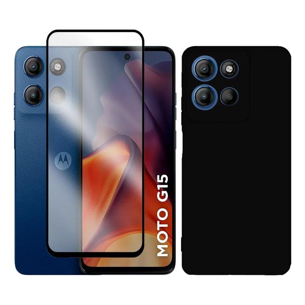 10X Capa Capinha Case Aveludada + Película Para Moto G15 Xt