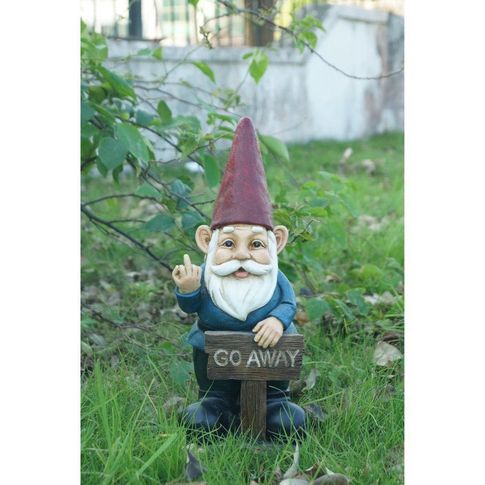 Figura de Acción Hi-Line Gift Ltd Gnomo Sosteniendo Señal de ”Vete”