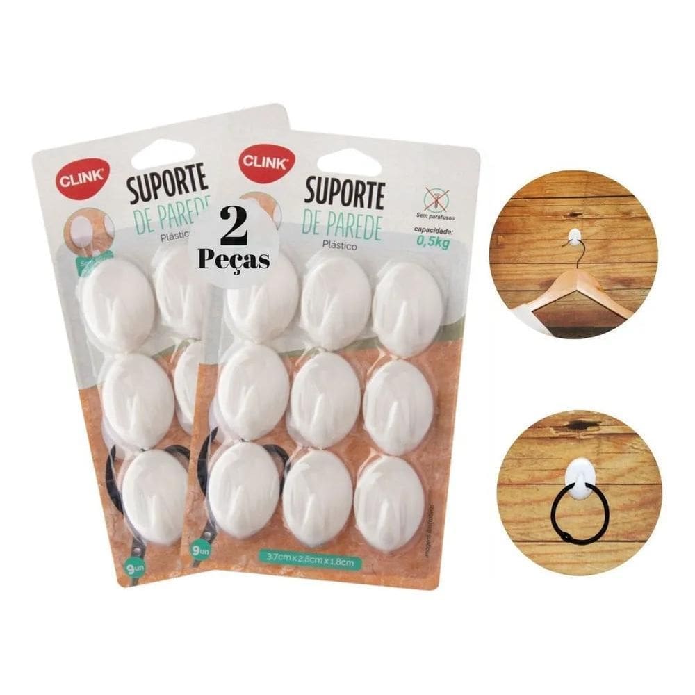 10X Kit 18 Gancho Parede Suporte Resistente Cola Cabide Mul