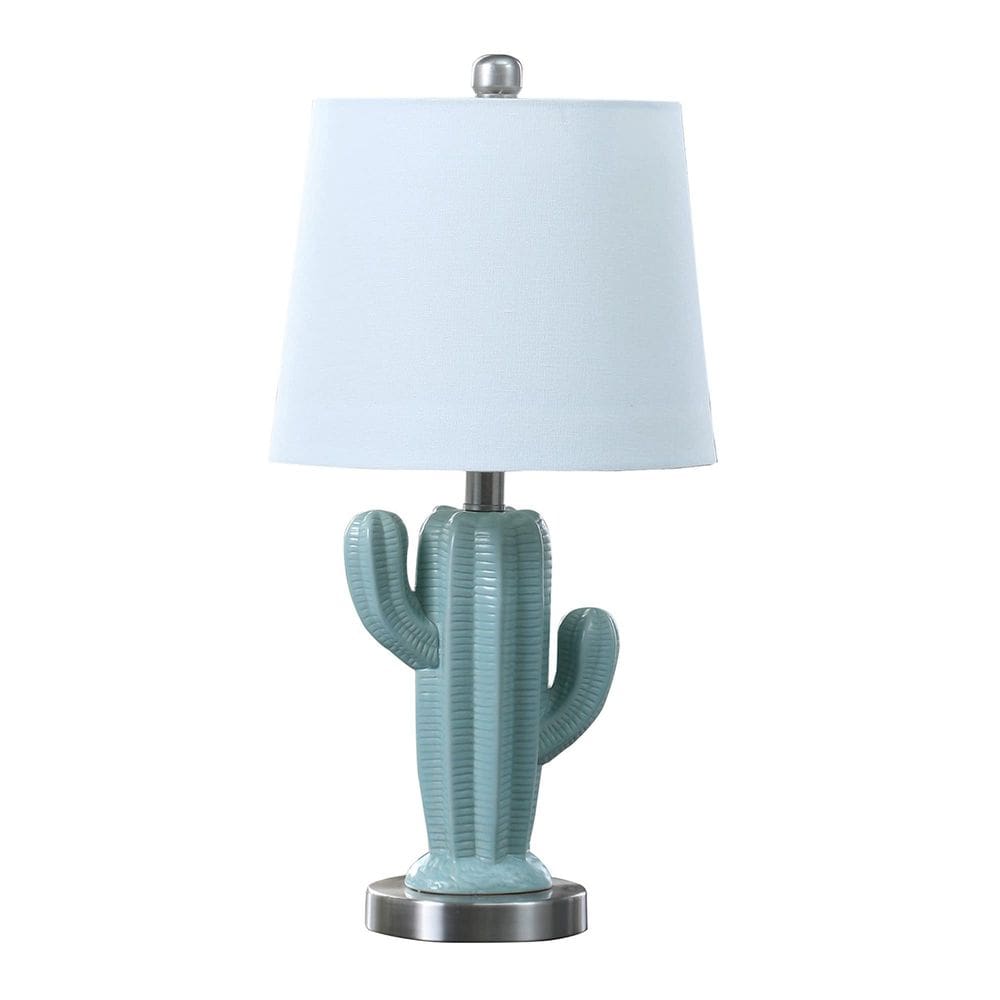 Lâmpada Benzara 56cm Ceramic Cactus Blue White Base