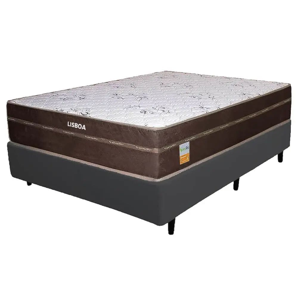 Base Box com Colchão Lisboa Casal Molas Ensacadas Ecotec 56x188x138 Cor Preto