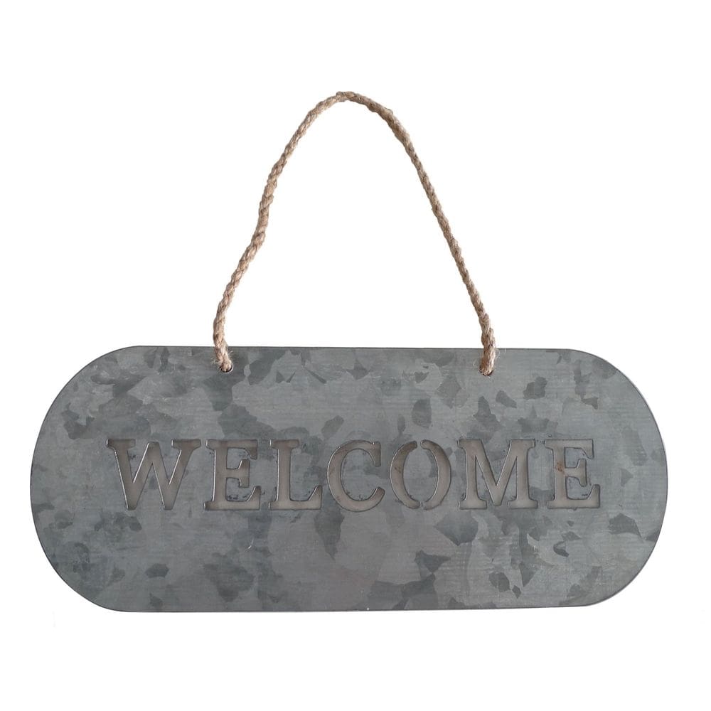 Placa de boas-vindas suspensa de jardim de metal Cheung`s 30x12x27 cm