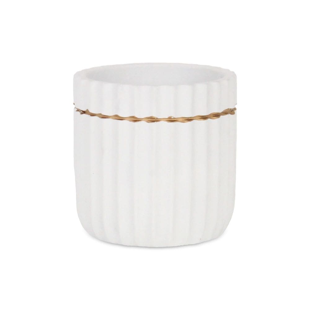 Vaso de cerâmica Planter Cheung`s Aurine Ridged, pequeno, branco