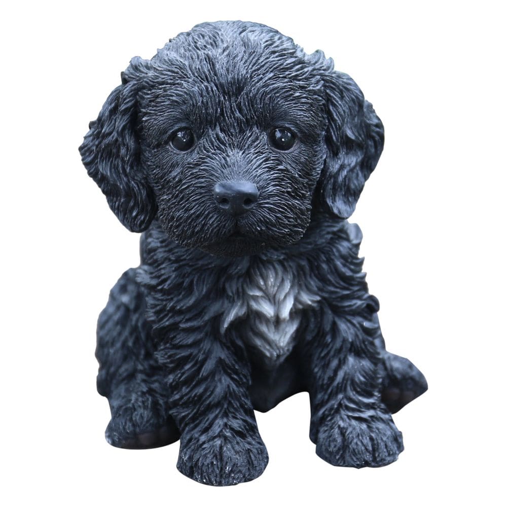 Estatueta Hi-Line Gift Ltd sentada em estátua de cachorrinho Cockapoo