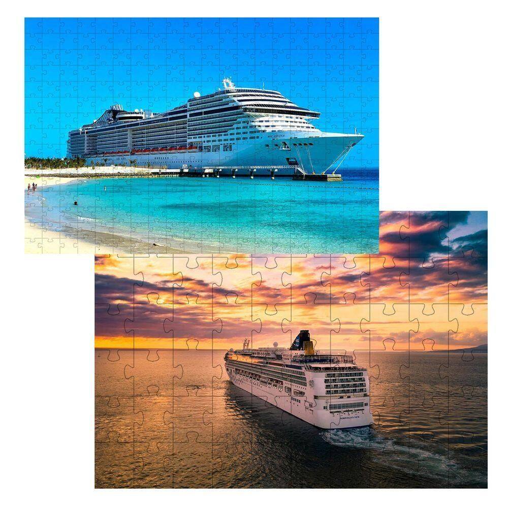 Kit 2 Quebra-cabeça Inclusivos Navios Em 24 Peças Grandes