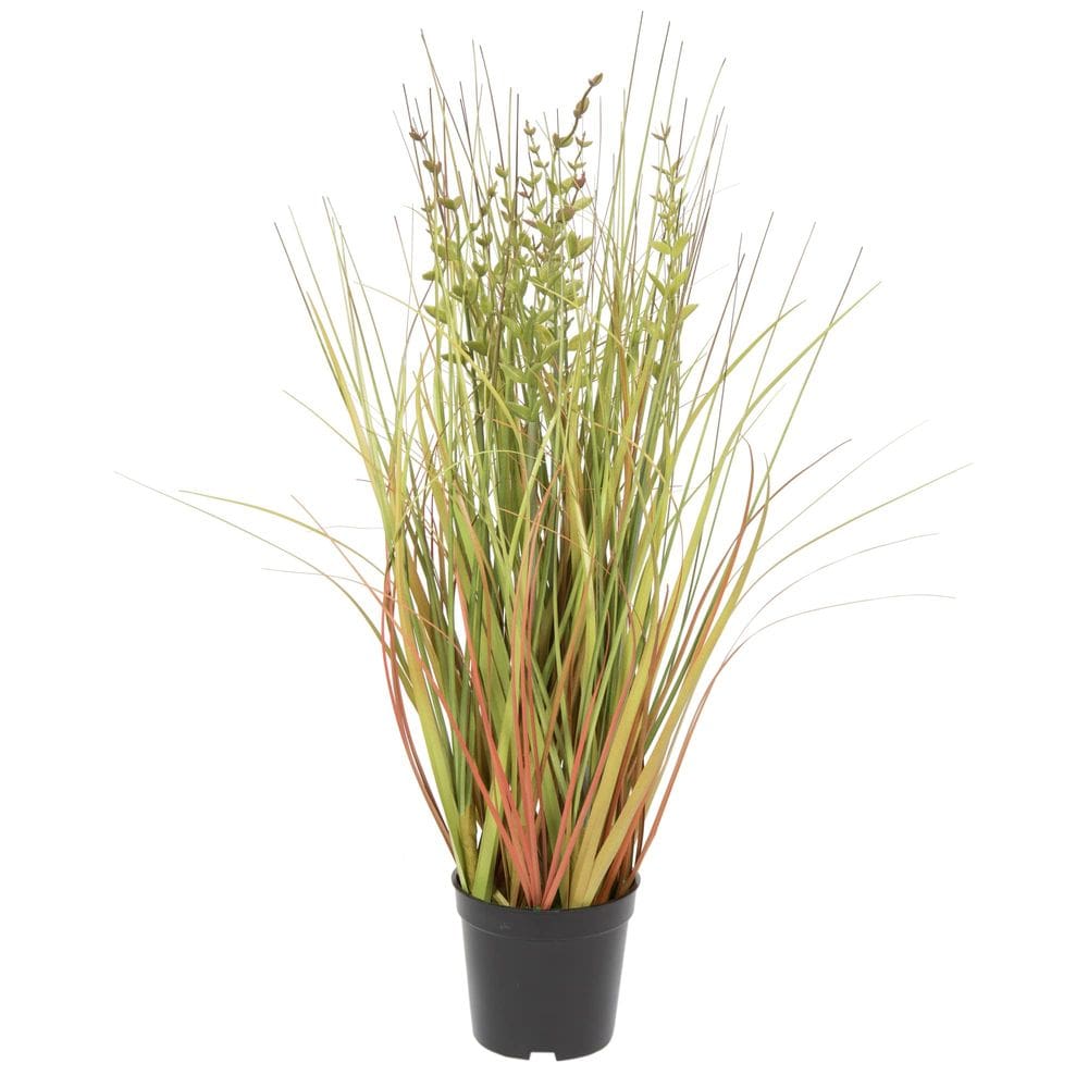 Planta de grama artificial Vickerman 61 cm verde marrom em vaso preto