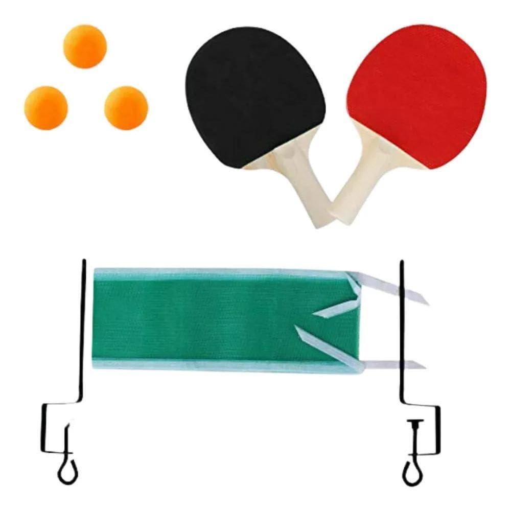 10X Kit Ping Pong Tênis De Mesa - 2 Raquetes + 3 Bolas + 1