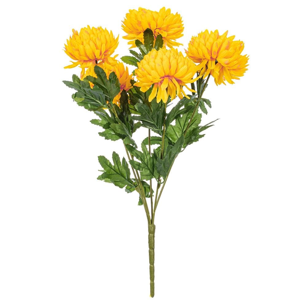 Planta artificial Vickerman Sunrise Gold Mum Bush 23”, pacote com 5