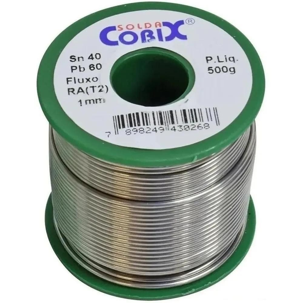 10X Solda Estanho 40X60 Fio 1.0Mm Com Fluxo Ra  T2  500G - C