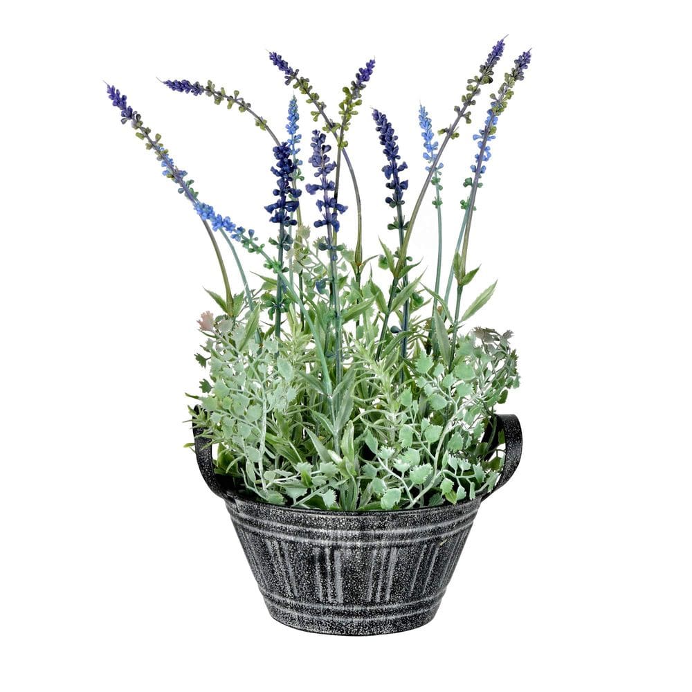 Planta de lavanda artificial Vickerman, vaso galvanizado interno de 37 cm