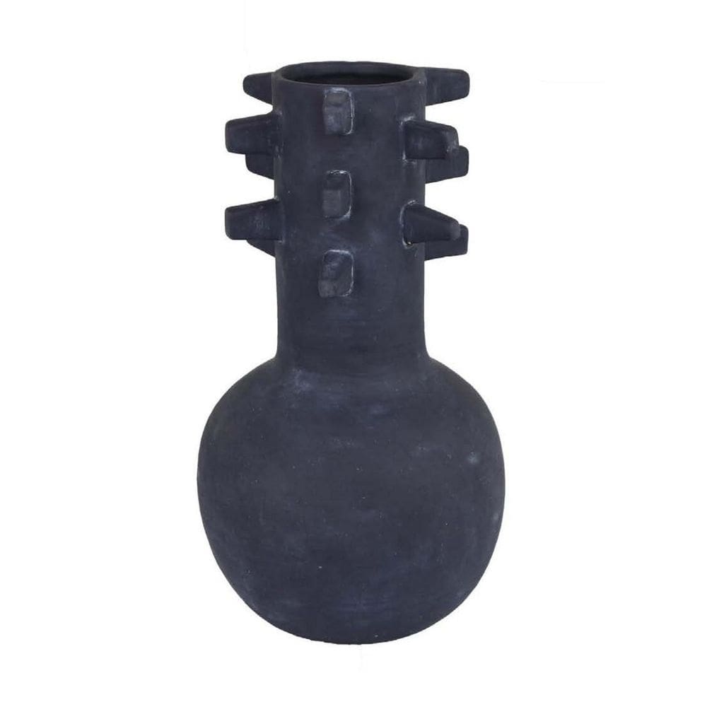 Vaso Benzara Enya 3D Spike Narrow Neck Black Ceramic 38 cm