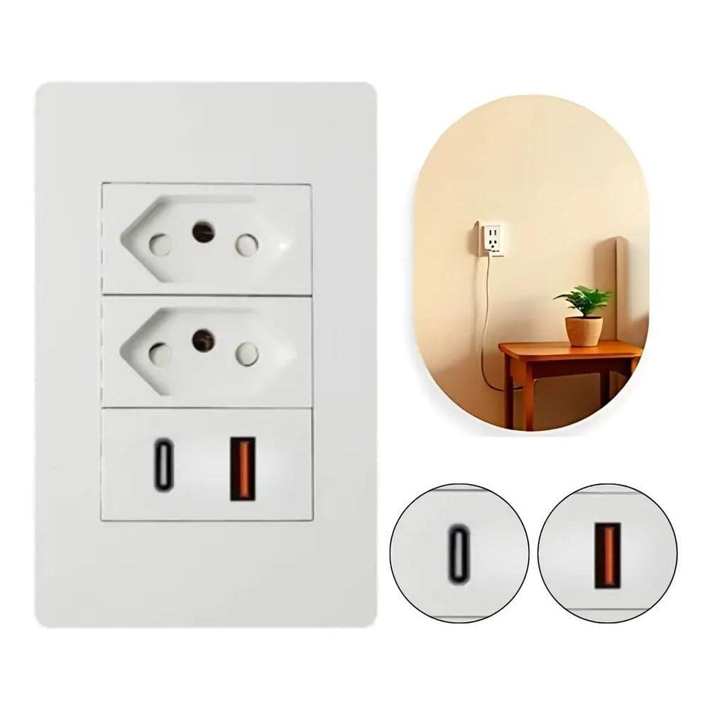 10X Tomada Dupla Usb Usbc 4X2 Embutir Sem Wifi Wk-Usbc Bran