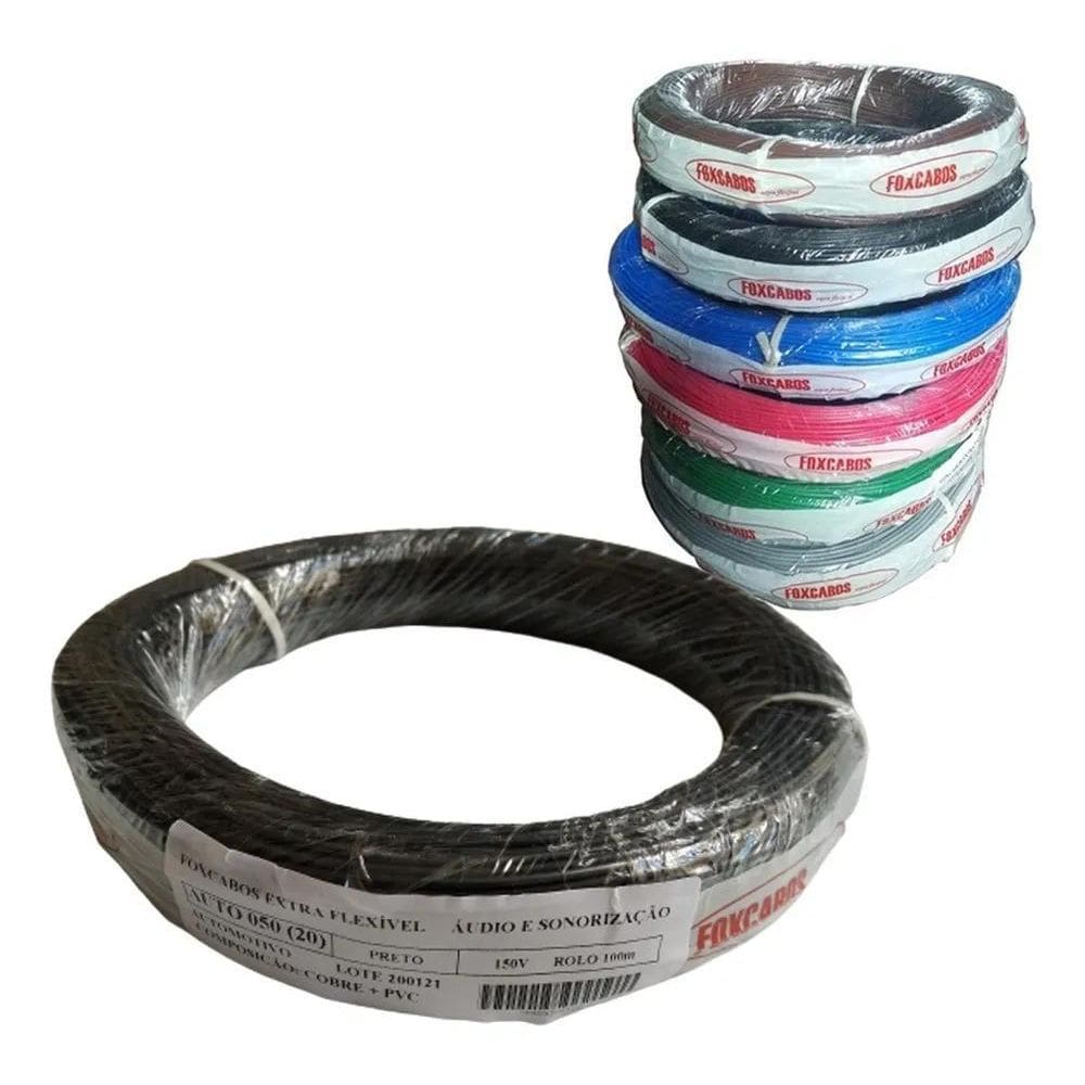 10X Rolo Fio Cabo 0,75Mm 100 Mts Cabinho Extra Flexível