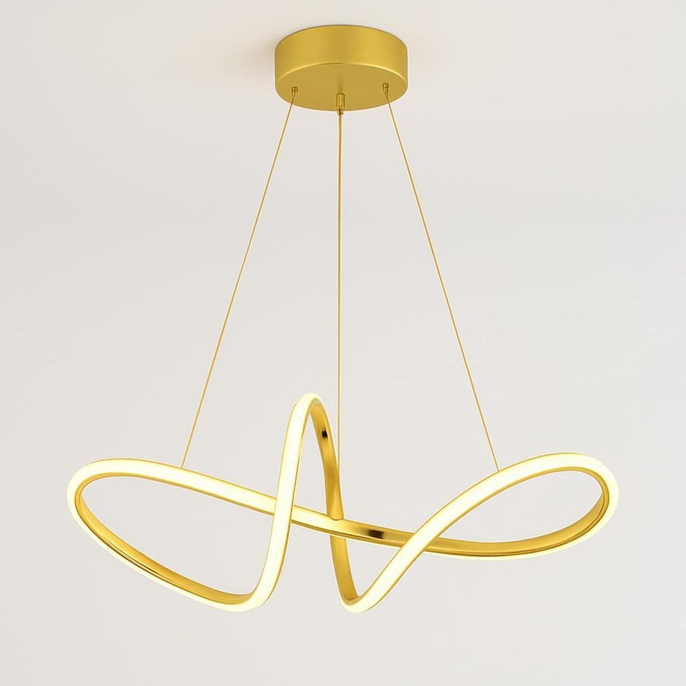 Lustre Pendente Led Dourado Moderno Design Escultural 50W