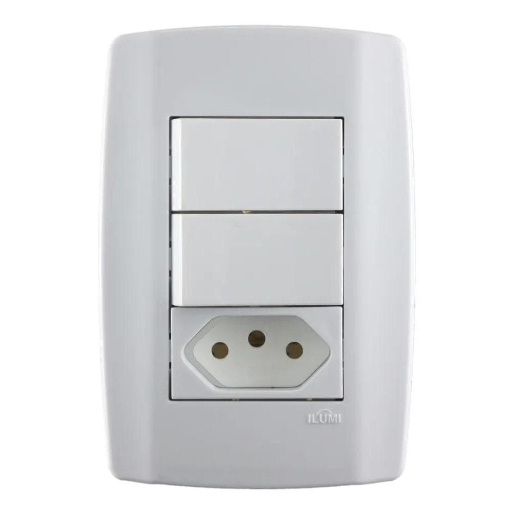 10X Interruptor Modular Duplo + Tomada Ilumi 20A Slim