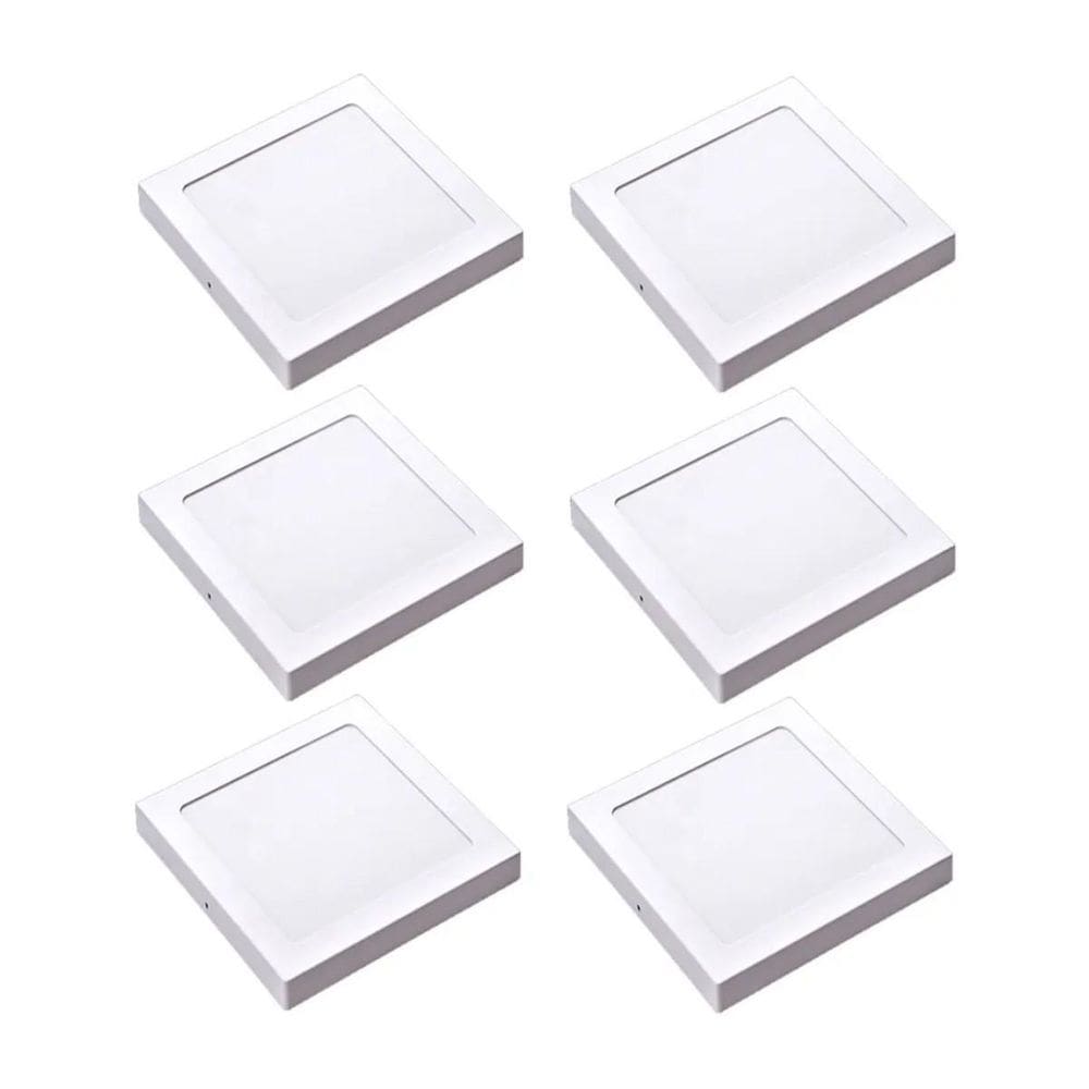 Kit 6 Painel Led Sobrepor Quad Luz Branca 6500K 18W 22Cm