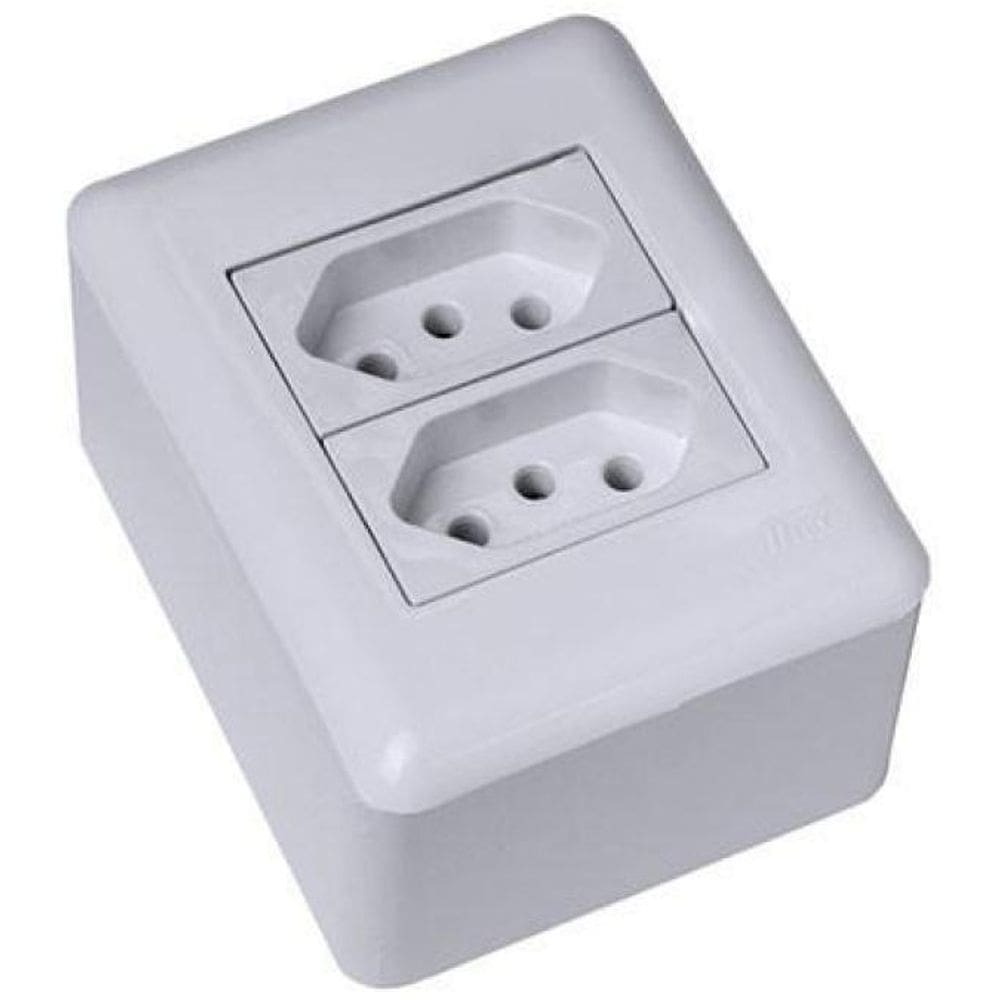 Mt - Cj Tomada Dupla 10A Sobrepor Montado - Blux Overlap Bra