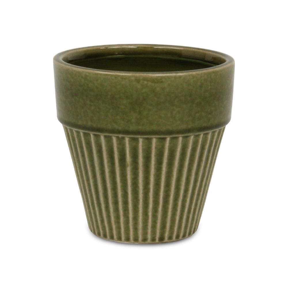 Vaso grande de cerâmica verde-oliva Planter Cheung`s Corseta