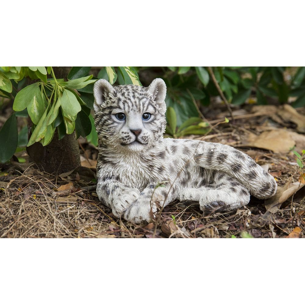 Escultura RUNADI 87695-A Estátua de filhote de leopardo da neve