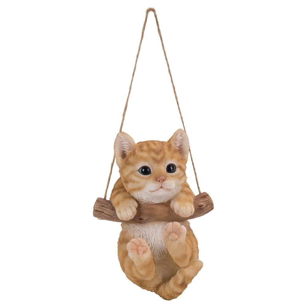 Estatueta Hi-Line 87704-G pendurada com gatinho malhado de 15 cm