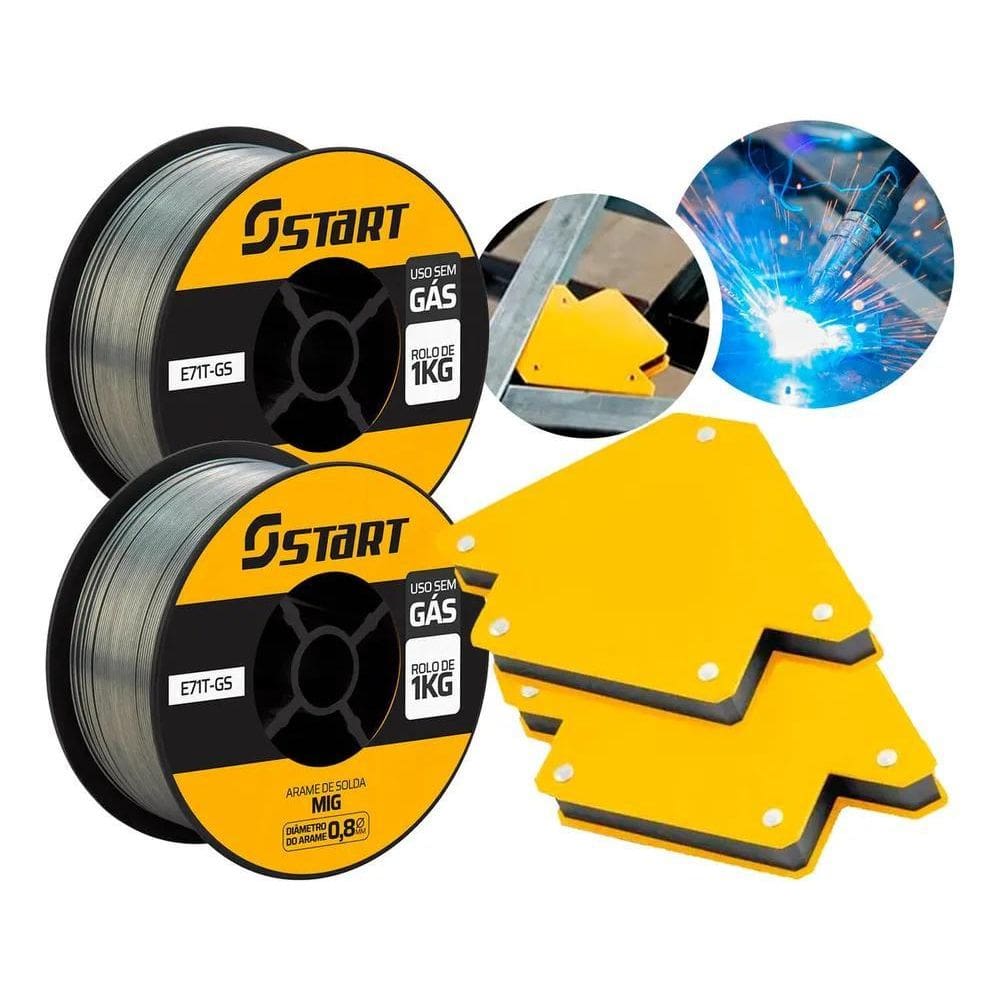 10X Kit 2 Arame Solda Mig Uso Sem Gás 0,8Mm 1Kg E71T-Gs Sta