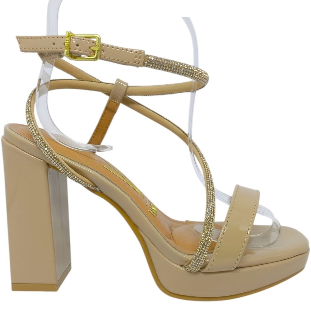 Sandália Feminina Casual Social Dia a Dia Passeio Trabalho com Strass Salto Alto Conforto Vizzano 6551.102