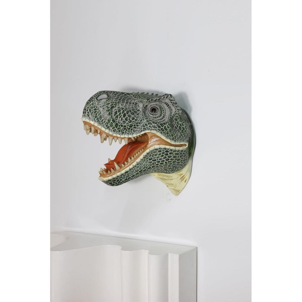 Escultura de cabeça de dinossauro com arte de parede Hi-Line Gift Ltd 23x32x35 cm