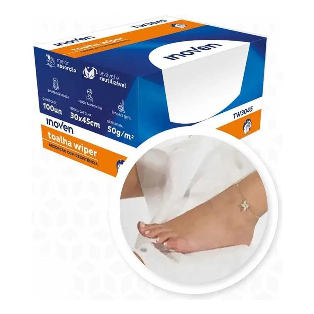 10X Toalha Descartável Pedicure 100 Unidade Multiuso 30X45