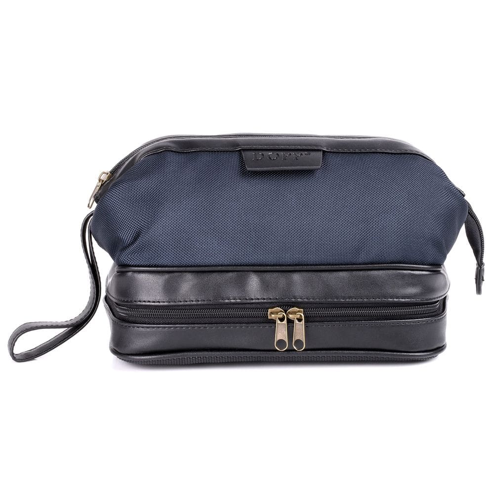 Bolsa Dopp Business Class com zíper e fundo de nylon azul marinho