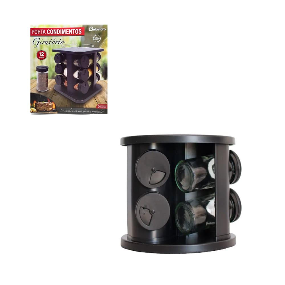 Porta Condimento 6 Potes Giratório Tempero Vidro Decorativo